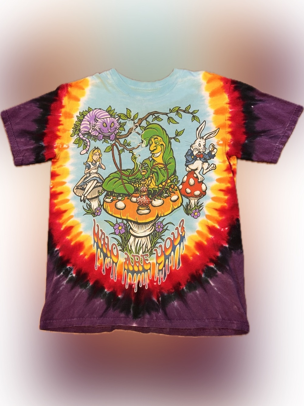 Liquid Blue We’re All Mad Here Alice In Wonderland Tie Dye Grunge Shirt S Hatter